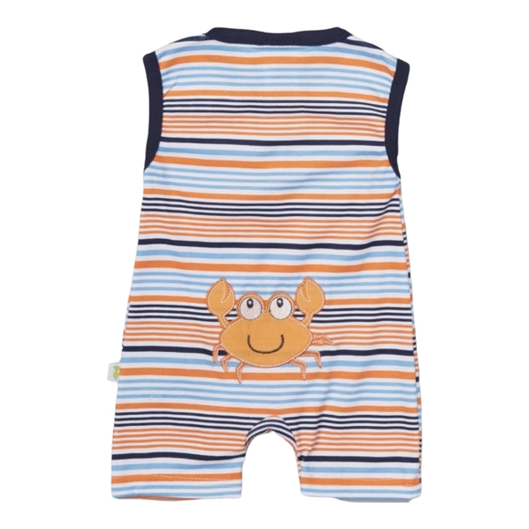 NWT infant one piece blue and orange romper by duck duck Goose size 0-3 months - Picture 2 of 9